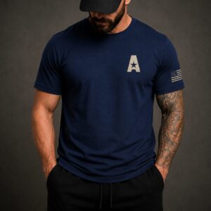 Signature A Distressed Flag Short Sleeve T Navy