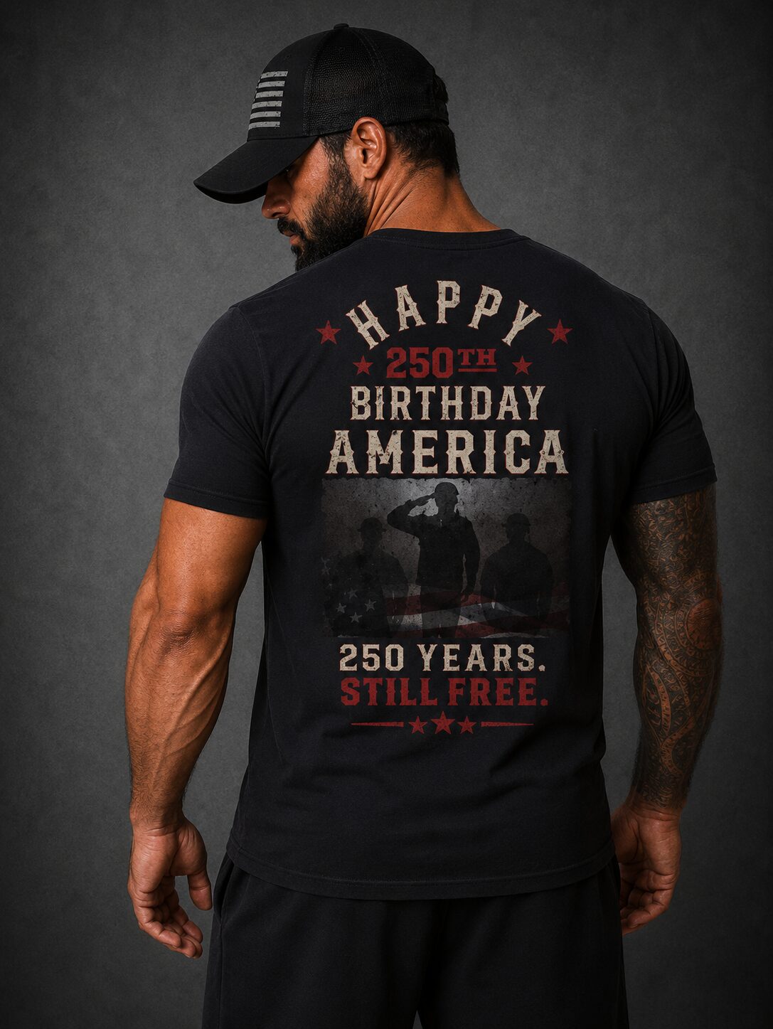Commemorative 250th Year Anniversary Black Short Sleeve T - Image 2