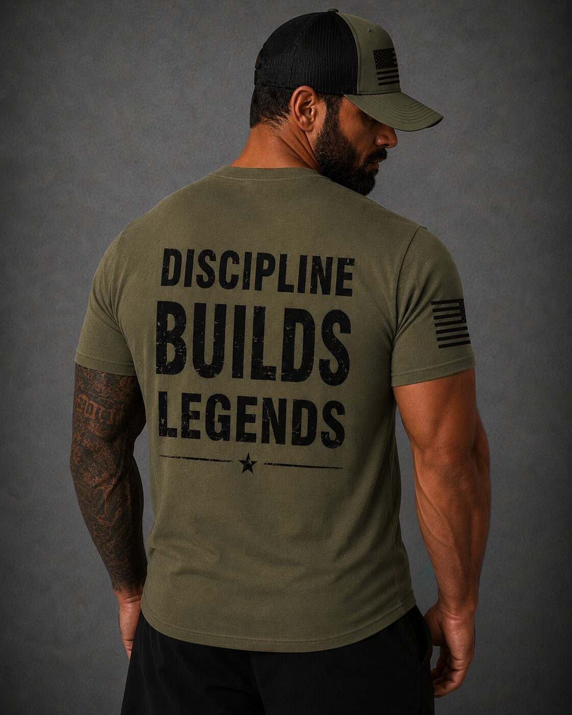 Discipline Builds Legends Olive Green T Shirt - Image 2
